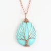 Tree of Life Wrapped Drop Shaped Crystal Necklace