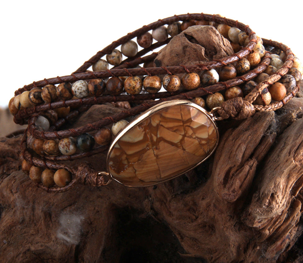 Mixed Natural Stones Wrap Bracelets