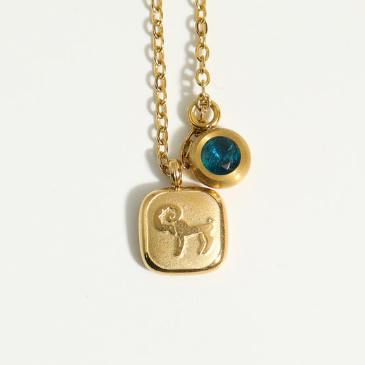 Vintage Zodiac Birthstone Necklace